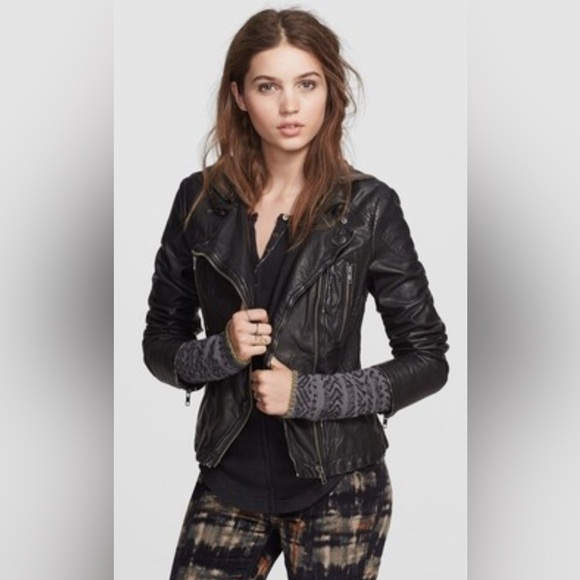 Free People Jackets & Blazers - Free People Black Moto Vegan Leather Motorcycle Jacket Womens Size 2